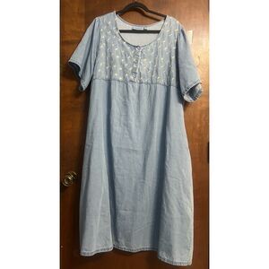 National Women's Cotton Embroidered Floral Housedress Patio Muumuu cottage 2X